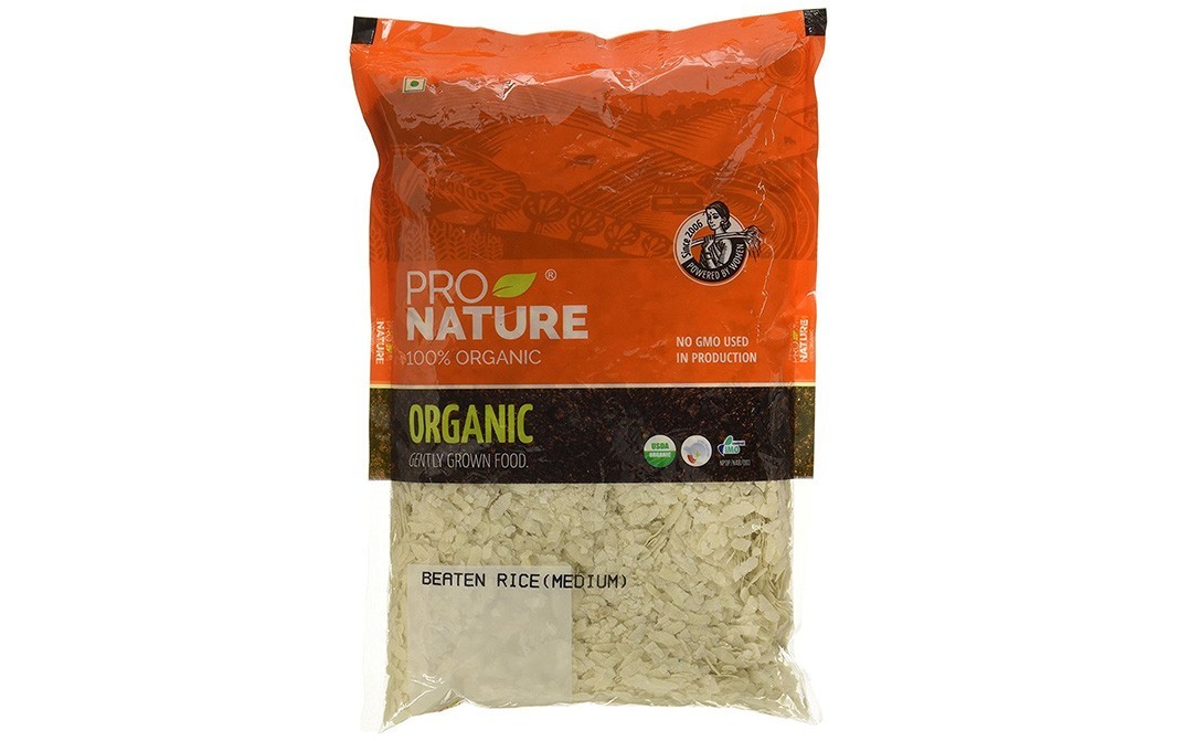 Pro Nature Organic Beaten Rice Medium   Pack  1 kilogram